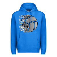 True Royal I Know I Play Like A Girl Try To Keep Up Volleyball Premium Hoodie - Bettercallsaul