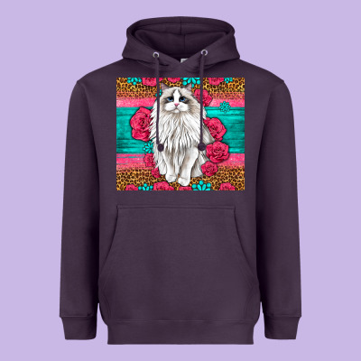 Western Ragdoll Cat Heavyweight Hoodie Designed By Lillyallendesigns
