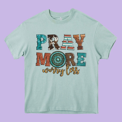 Pray More Worry Less Heavy Core Tee Designed By Artiststas