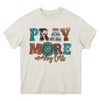 Cream pray more worry less Heavy Core Tee - Artiststas