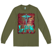 Army Green licensed practical nurse medical symbol  background Long Sleeve Tee - BarkalooDesign