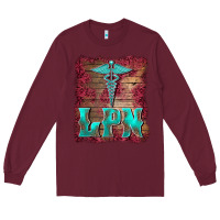 Burgundy licensed practical nurse medical symbol  background Long Sleeve Tee - BarkalooDesign