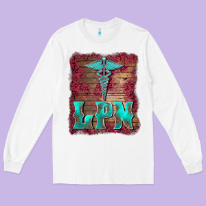 Licensed Practical Nurse Medical Symbol  Background Long Sleeve Tee Designed By Barkaloodesign