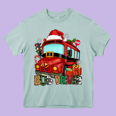 Christmas Bus Driver Heavy Core Tee Designed By Zillion Design Studio