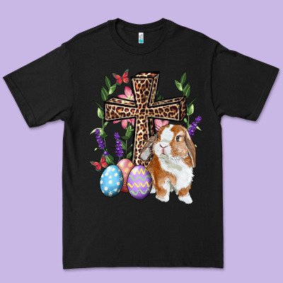 Premium Tee Easter bunny and floral cross