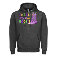 Charcoal Heather shake your bootie mardi gras Zipper Hoodie - MaliasSmallBusiness