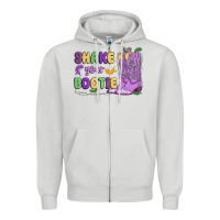 Dove Grey shake your bootie mardi gras Zipper Hoodie - MaliasSmallBusiness