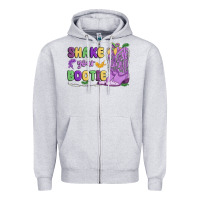 Heather Grey shake your bootie mardi gras Zipper Hoodie - MaliasSmallBusiness