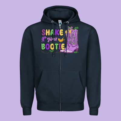 Shake Your Bootie Mardi Gras Zipper Hoodie Designed By Maliassmallbusiness