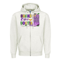Oatmeal Heather shake your bootie mardi gras Zipper Hoodie - MaliasSmallBusiness