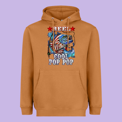 Reel Cool Pop Pop American Flag Bass Heavyweight Hoodie Designed By Lillyallendesigns