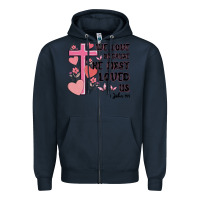 Navy we love because he first loved us Zipper Hoodie - MaliasSmallBusiness