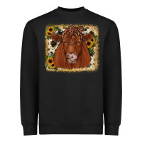 Black red angus cowhide sunflower Heavyweight Sweatshirt - JahusDesignShop