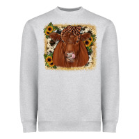 Heather Grey red angus cowhide sunflower Heavyweight Sweatshirt - JahusDesignShop