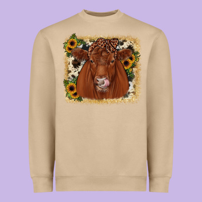 Red Angus Cowhide Sunflower Heavyweight Sweatshirt Designed By Jahusdesignshop