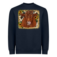 Navy red angus cowhide sunflower Heavyweight Sweatshirt - JahusDesignShop