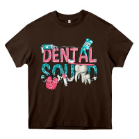 Chocolate Brown dental squad with cowhide Heavy Core Tee - texasbilliewilder