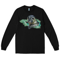 Black Sea Seal Face Illustrations Long Sleeve Tee - LillyAllenDesigns
