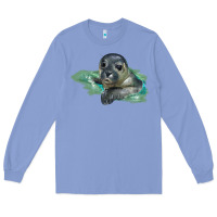 Colony Blue Sea Seal Face Illustrations Long Sleeve Tee - LillyAllenDesigns