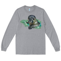Heather Grey Sea Seal Face Illustrations Long Sleeve Tee - LillyAllenDesigns