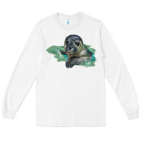 White Sea Seal Face Illustrations Long Sleeve Tee - LillyAllenDesigns