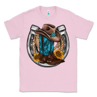 Bubblegum Pink western horseshoe boots hat rope sunflower Classic Tee - AdoDesignShop