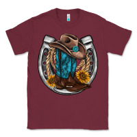 Burgundy western horseshoe boots hat rope sunflower Classic Tee - AdoDesignShop