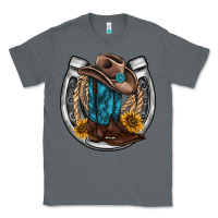 Charcoal Heather western horseshoe boots hat rope sunflower Classic Tee - AdoDesignShop