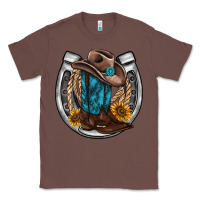 Chestnut western horseshoe boots hat rope sunflower Classic Tee - AdoDesignShop