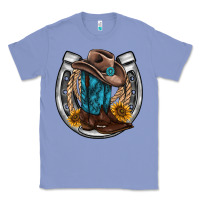 Colony Blue western horseshoe boots hat rope sunflower Classic Tee - AdoDesignShop