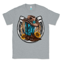 Heather Grey western horseshoe boots hat rope sunflower Classic Tee - AdoDesignShop