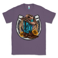 Lavender western horseshoe boots hat rope sunflower Classic Tee - AdoDesignShop