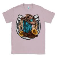 Lilac western horseshoe boots hat rope sunflower Classic Tee - AdoDesignShop