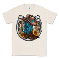 Natural western horseshoe boots hat rope sunflower Classic Tee - AdoDesignShop