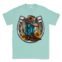 Seafoam western horseshoe boots hat rope sunflower Classic Tee - AdoDesignShop