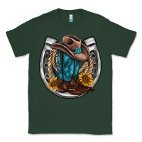 Sports Green western horseshoe boots hat rope sunflower Classic Tee - AdoDesignShop