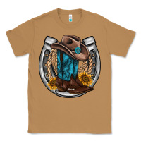 Toasted Coconut western horseshoe boots hat rope sunflower Classic Tee - AdoDesignShop