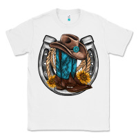 White western horseshoe boots hat rope sunflower Classic Tee - AdoDesignShop