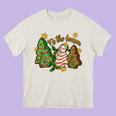 'tis The Season Christmas Cake Heavy Core Tee Designed By Zillion Design Studio