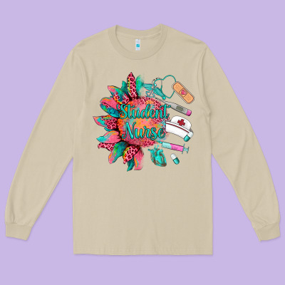 Western Student Nurse Medical Instruments Long Sleeve Tee Designed By Barkaloodesign