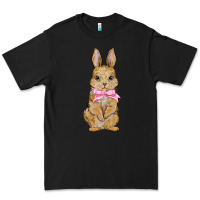 Black easter rabbit pink flowers Premium Tee - BarkalooDesign