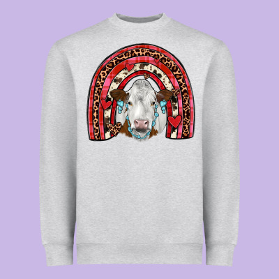 Valentines Simmental  Rainbow Heavyweight Sweatshirt Designed By Jahusdesignshop