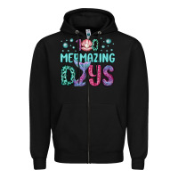 Black 100 mermazing days Zipper Hoodie - MaliasSmallBusiness