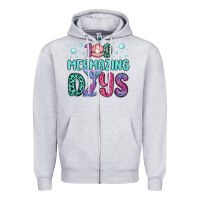 Heather Grey 100 mermazing days Zipper Hoodie - MaliasSmallBusiness