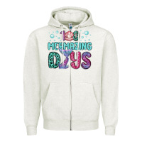 Oatmeal Heather 100 mermazing days Zipper Hoodie - MaliasSmallBusiness