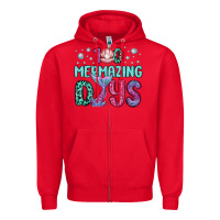 Red 100 mermazing days Zipper Hoodie - MaliasSmallBusiness