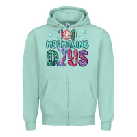Seafoam 100 mermazing days Zipper Hoodie - MaliasSmallBusiness