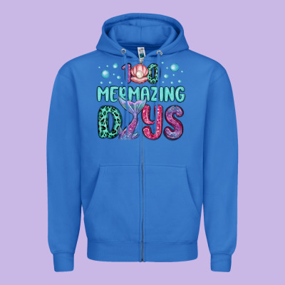 100 Mermazing Days Zipper Hoodie Designed By Maliassmallbusiness