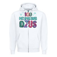 White 100 mermazing days Zipper Hoodie - MaliasSmallBusiness