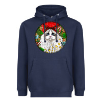Navy christmas ragdoll  cat Heavyweight Hoodie - LillyAllenDesigns